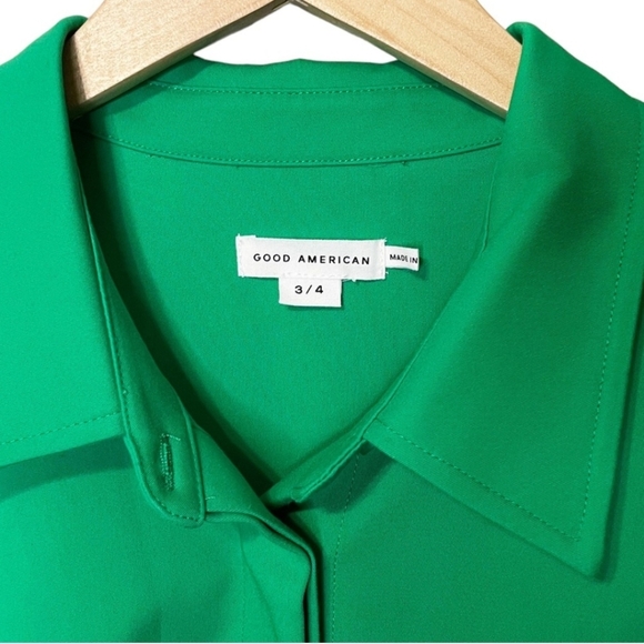 GooD AMERICAN Emerald Green Button Shirt Jacket Shacket Refinery29 XL - Picture 4 of 6